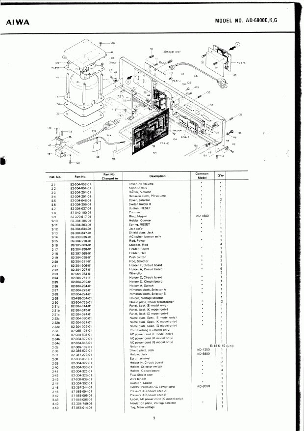 [thumbnail of AIWA AD6900 Manual_P09 Parts List 2.jpg]